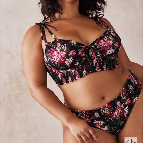 torrid Other - Torrid Floral Microfiber Underwire Longline Bralette & Microfiber Thong Panty
